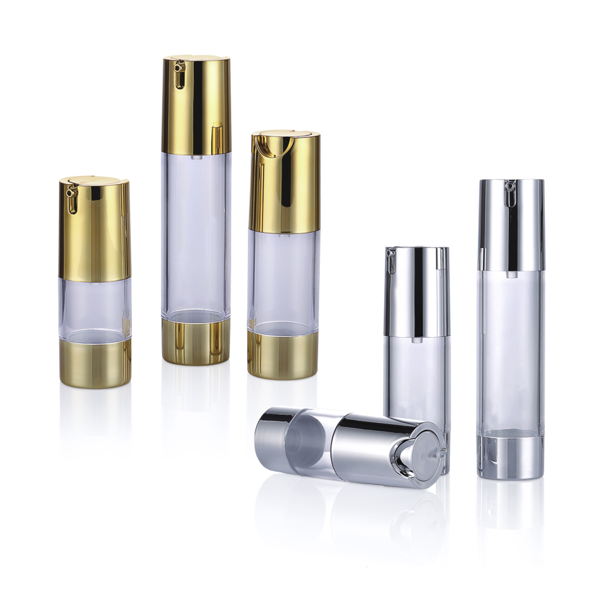 15ml 30ml 50ml Popular alumínio U-Type Lotion Bottle Bottle Bottle Gold Gold Transparent Essence Pression Bottle Logo Disponível L05
