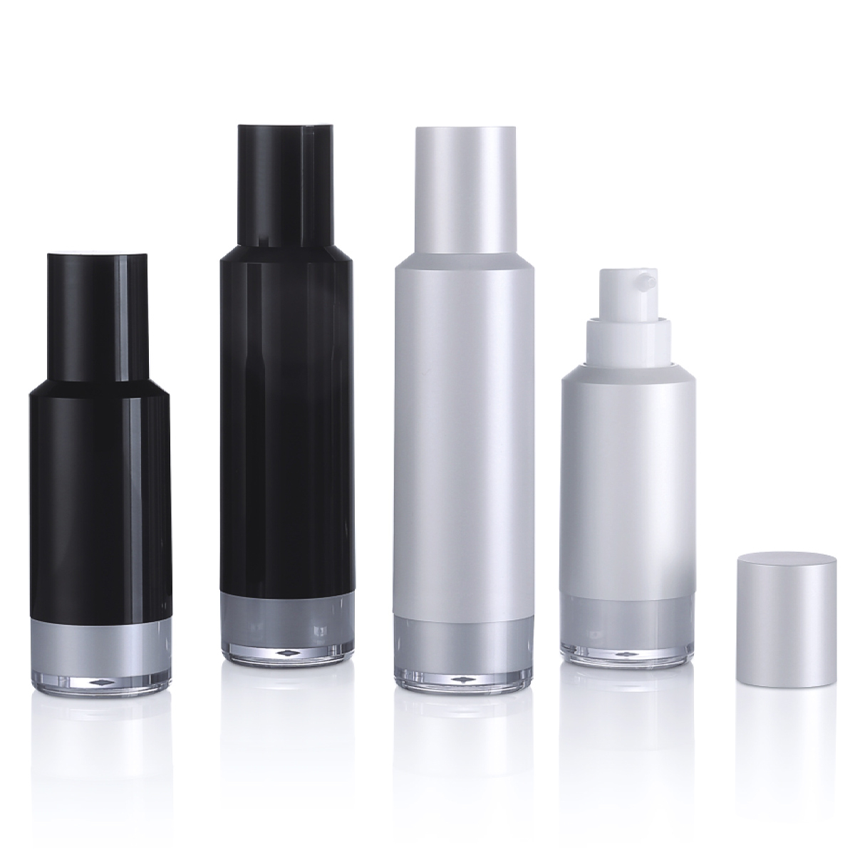 15ml 30ml de luxo de luxo pp preto loção fosca garrafa de bomba sem ar para embalagem de cuidados com a pele L07