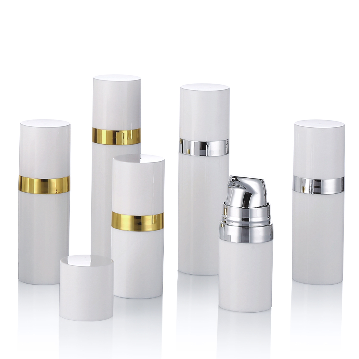 15ml 30ml 50ml White Airless Pump Botty com tampa de ouro pp garrafa de cosméticos sem ar para creme de loção L15