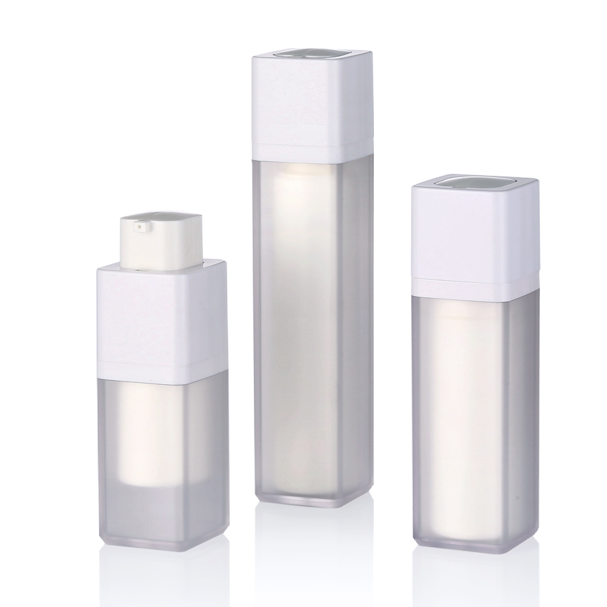 15ml 30ml 50ml a vácuo de vácuo branco fosco interno rotary sem ar garrafa de parede dupla parede quadrada cosmética Lotion Bomba Garrafas L21
