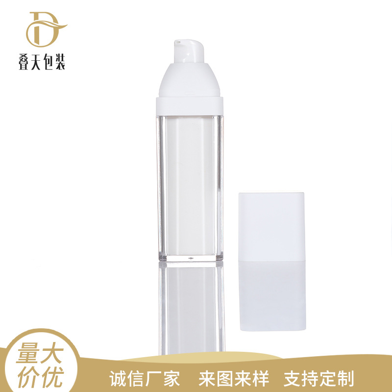 Garrafa de loção para loção de vácuo quadrado branco 15/50ml de camada dupla de camada dupla Essence Cosmetics Subpackage Vacuum Bottle